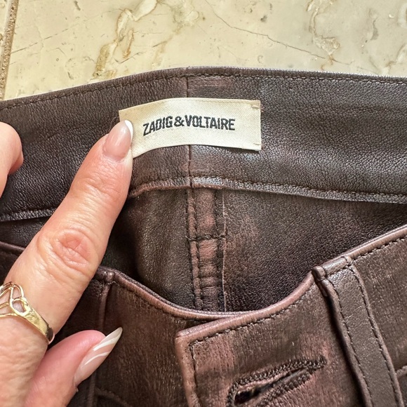 Zadig & Voltaire Brown Leather Pants - Picture 2 of 4